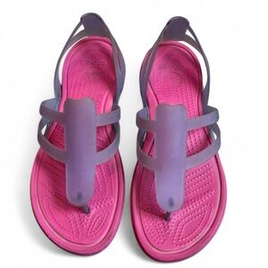 CROCS Adrina Strappy Sandals Women’s 8 Purple Slip On Casual